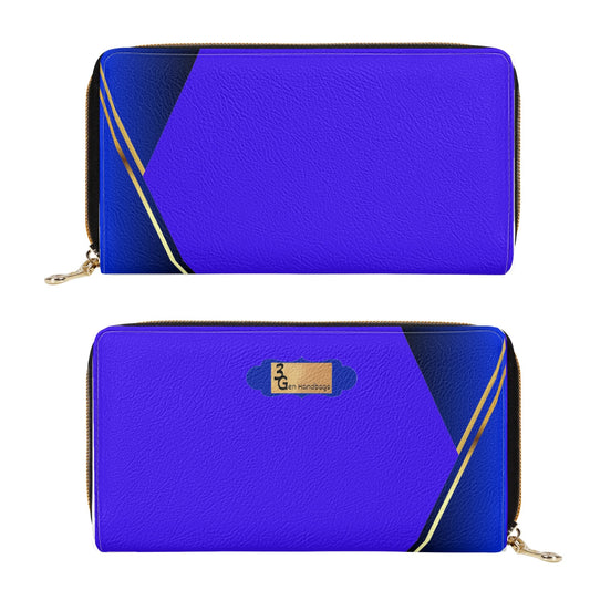 Royalty In Blue Leather Zipper Wallet