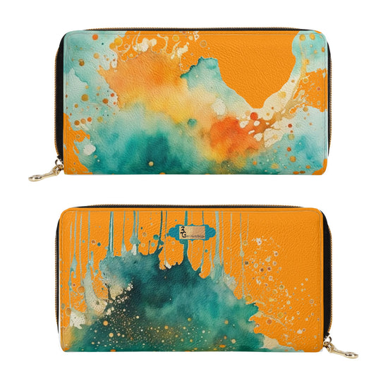 Joyful Clouds Leather Zipper Wallet