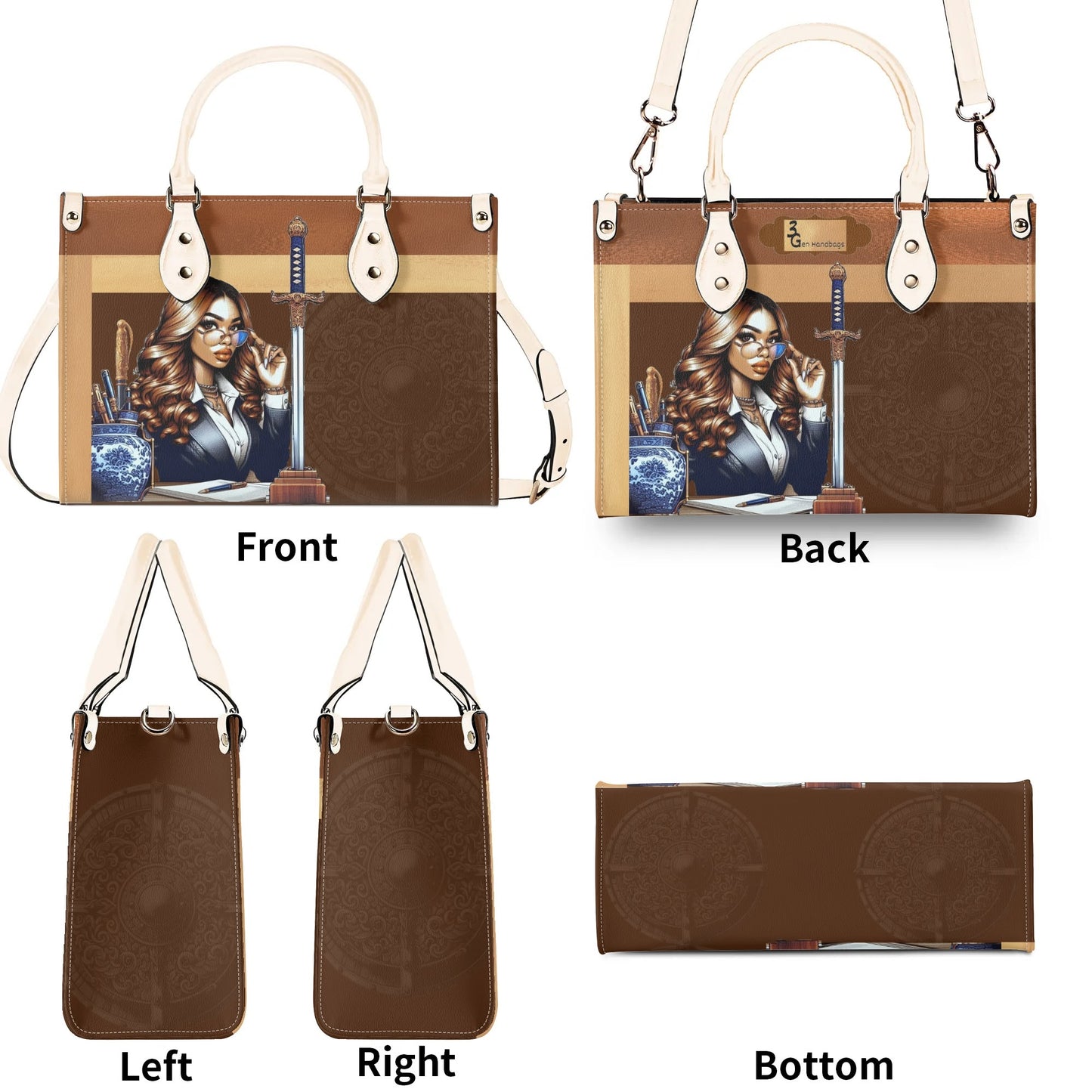 The Three Powers Stylish Leather Tote Handbag (01)