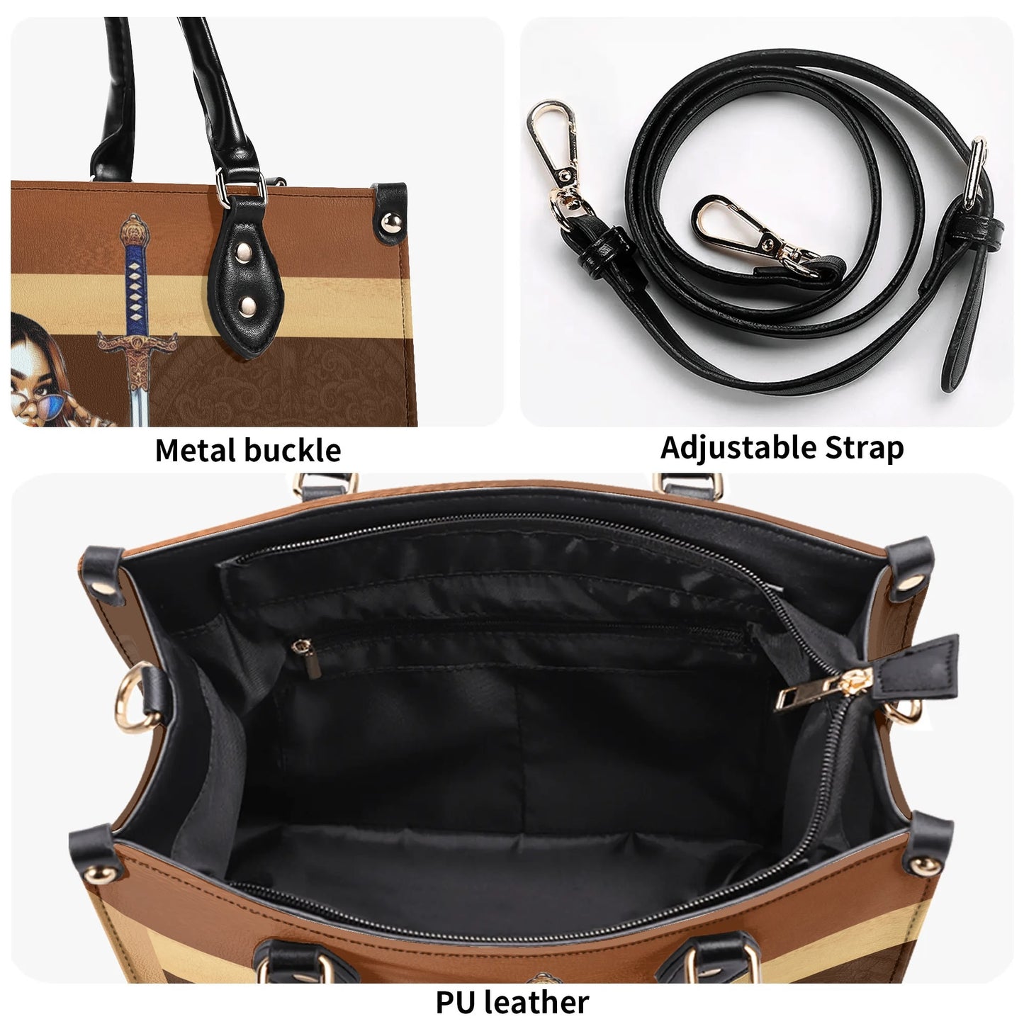 The Three Powers Stylish Leather Tote Handbag (01)