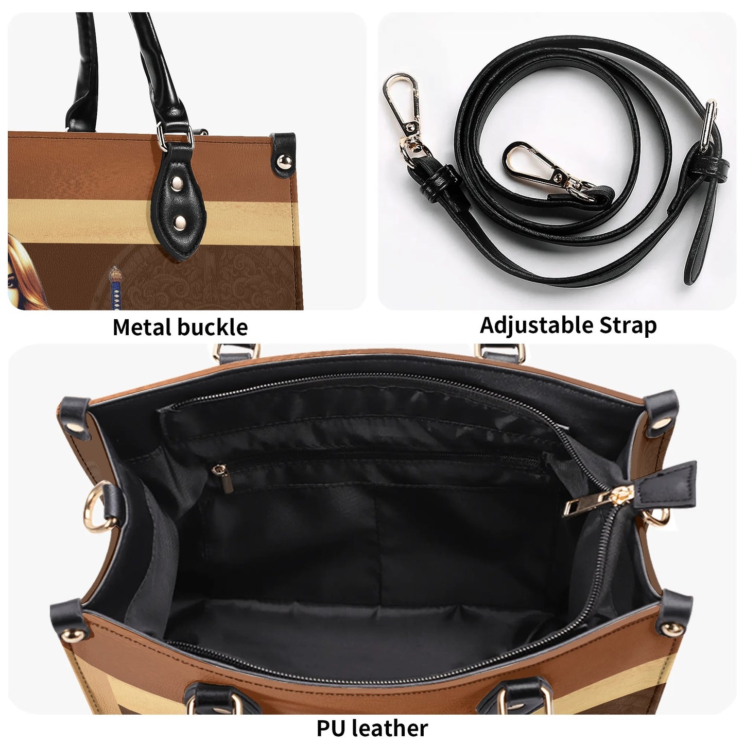 The Three Powers Stylish Leather Tote Handbag (02)