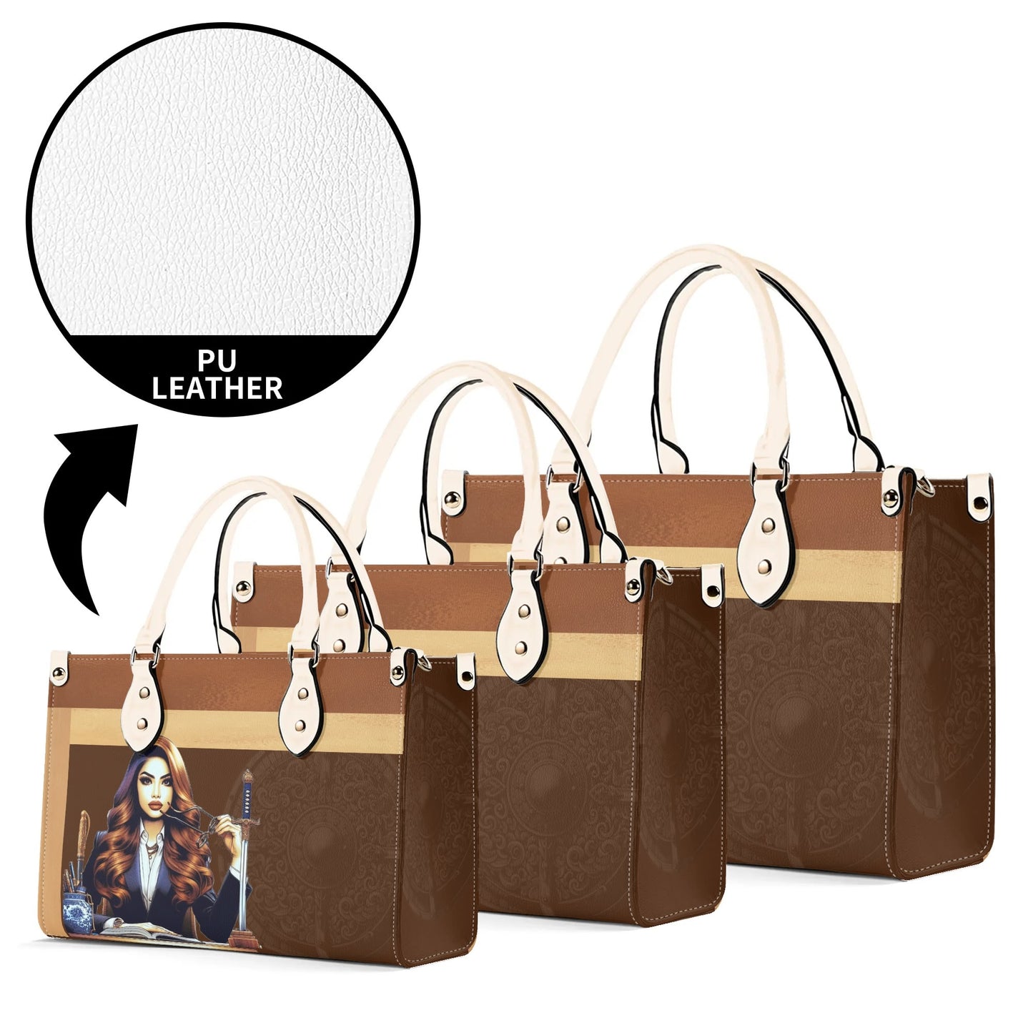 The Three Powers Stylish Leather Tote Handbag (02)