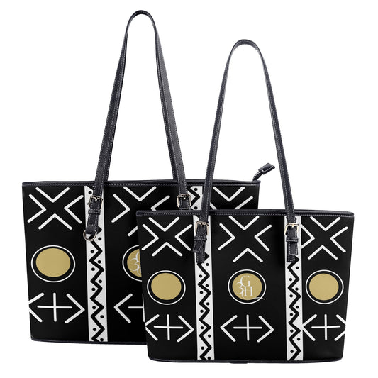 Kustom Kente Classic Leather Tote Bag