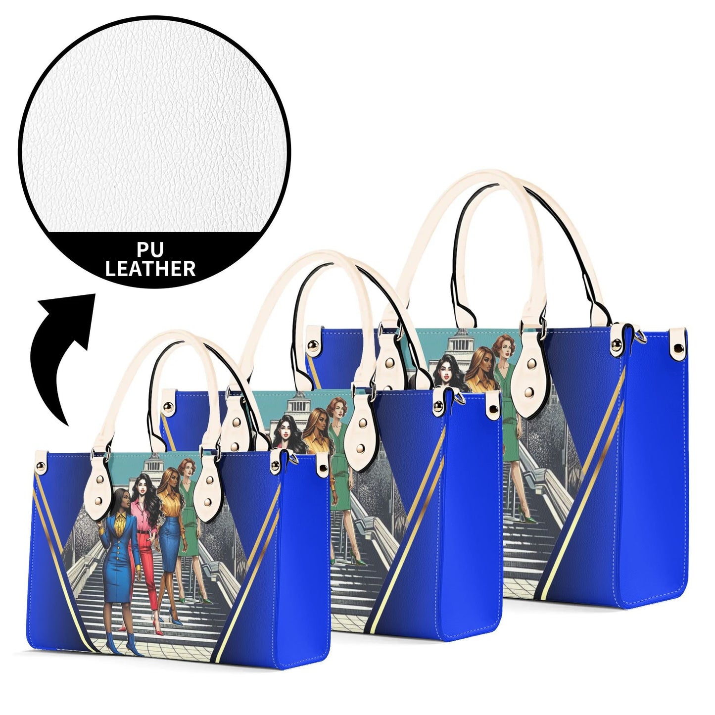 When One Stands Up Stylish Leather Tote Handbag (Blue)