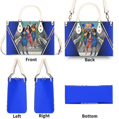 When One Stands Up Stylish Leather Tote Handbag (Blue)