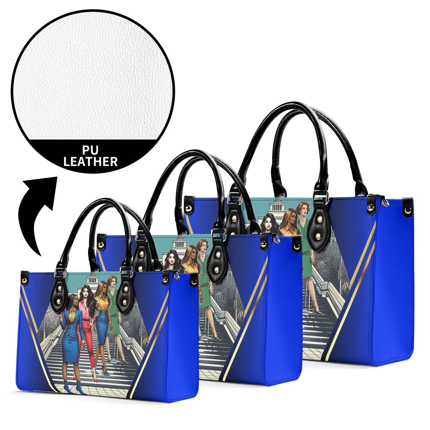 When One Stands Up Stylish Leather Tote Handbag (Blue)