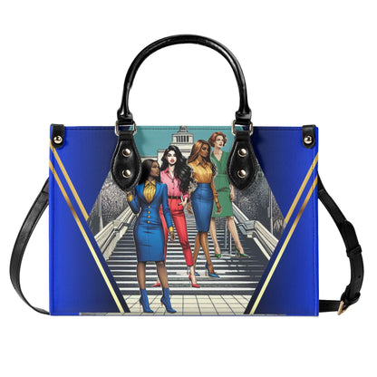 When One Stands Up Stylish Leather Tote Handbag (Blue)