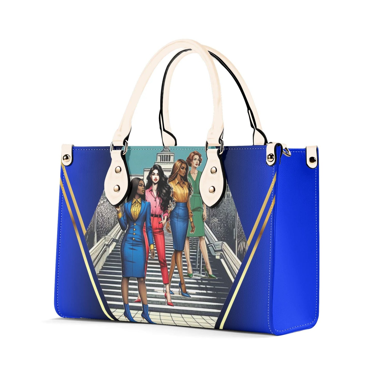 When One Stands Up Stylish Leather Tote Handbag (Blue)