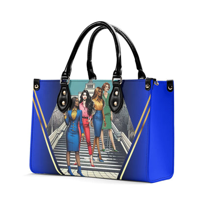 When One Stands Up Stylish Leather Tote Handbag (Blue)